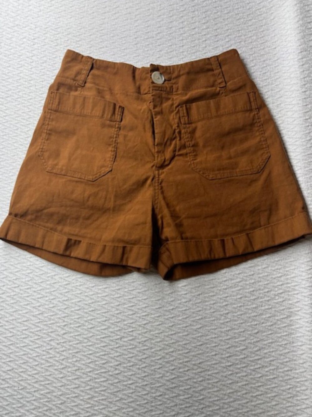 Anthropologie Brown Cuffed Shorts Womens 27 High Rise Casual Cotton